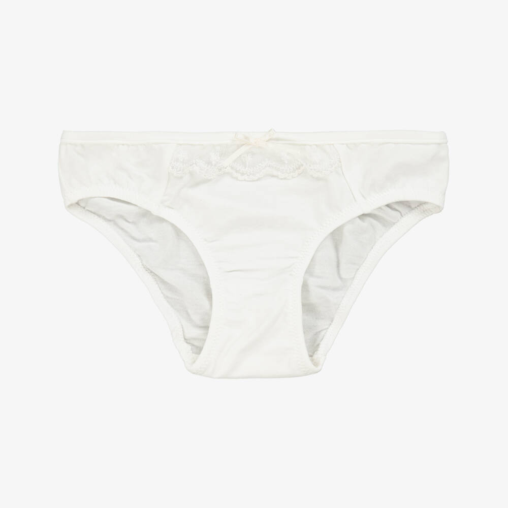 Story Loris-Girls Ivory Micromodal Jersey Knickers | Childrensalon