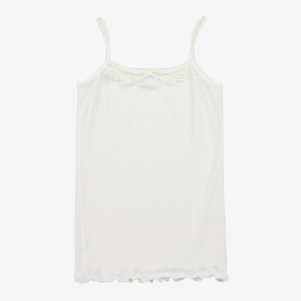 Story Loris-Girls Ivory Micromodal Jersey Vest | Childrensalon