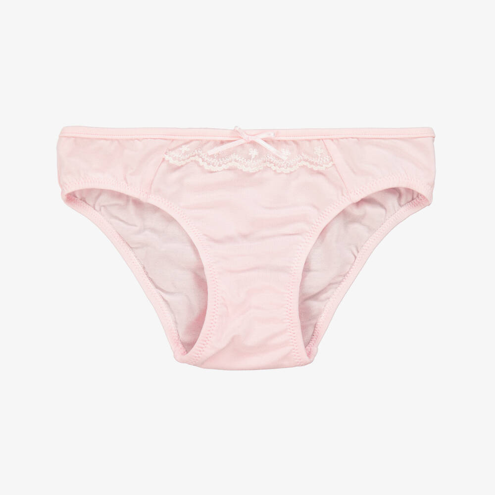 Story Loris-Girls Pink Micromodal Jersey Knickers | Childrensalon