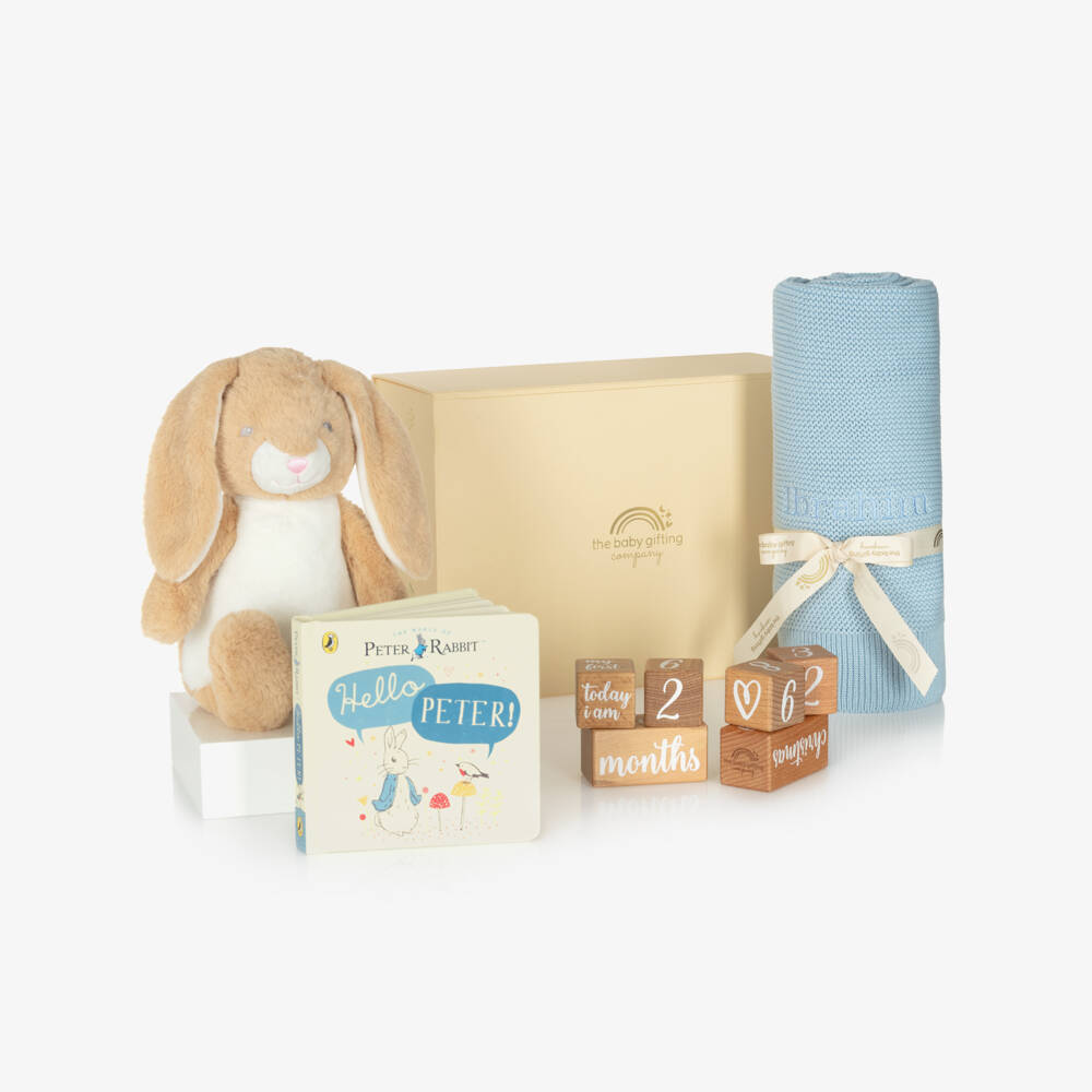 The Baby Gifting Company-Blue Hop & Learn Personalised Baby Gift Set | Childrensalon