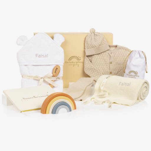 The Baby Gifting Company-Ivory Personalised Ultimate Baby Gift Set | Childrensalon