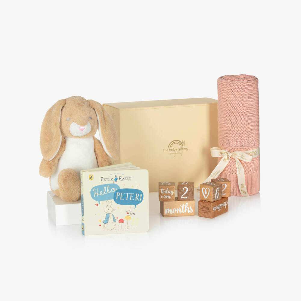 The Baby Gifting Company-Pink Hop & Learn Personalised Baby Gift Set | Childrensalon