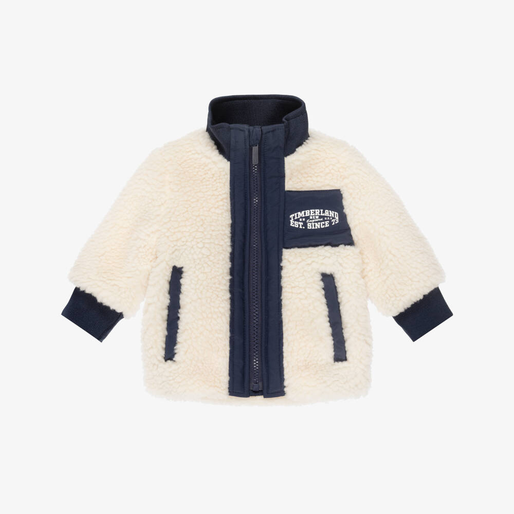Timberland-Baby Boys Ivory Sherpa Fleece Jacket | Childrensalon