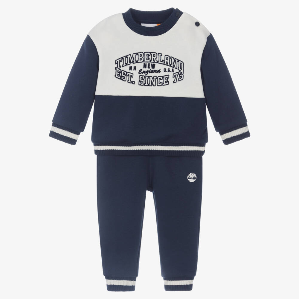 Timberland-Boys Navy Blue Tracksuit with Ribbed Knit Trims | Childrensalon