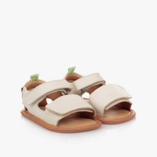 Tip Toey Joey-Ivory Leather Baby Strappy Sandals | Childrensalon