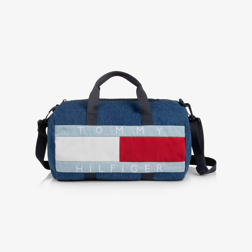 Tommy Hilfiger-Blue Denim Heritage Flag Logo Sports Bag (35cm) | Childrensalon