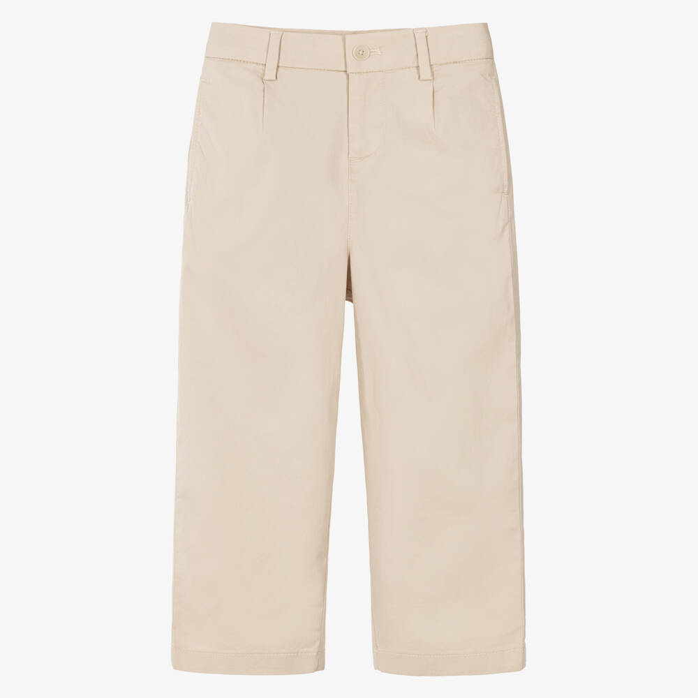 Tommy Hilfiger-Boys Beige Baggy Fit Chino Trousers | Childrensalon