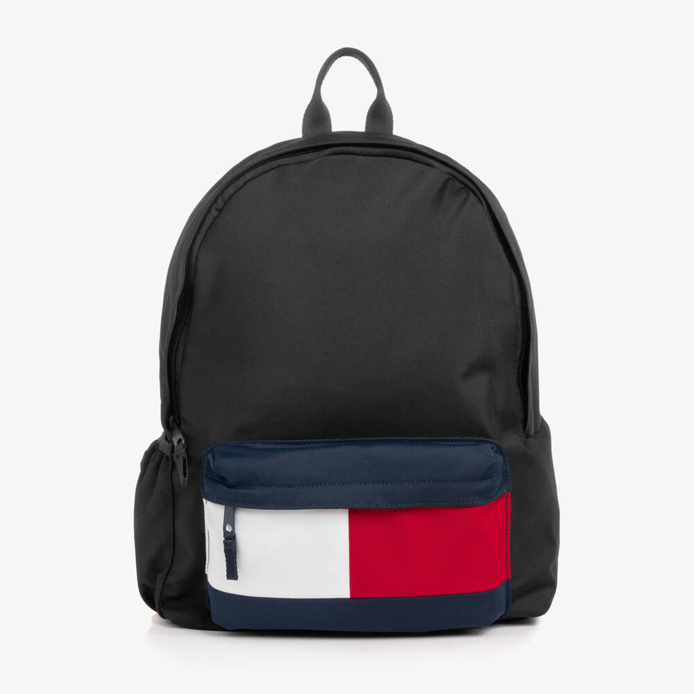 Tommy Hilfiger-Boys Black Backpack with Logo (40cm) | Childrensalon