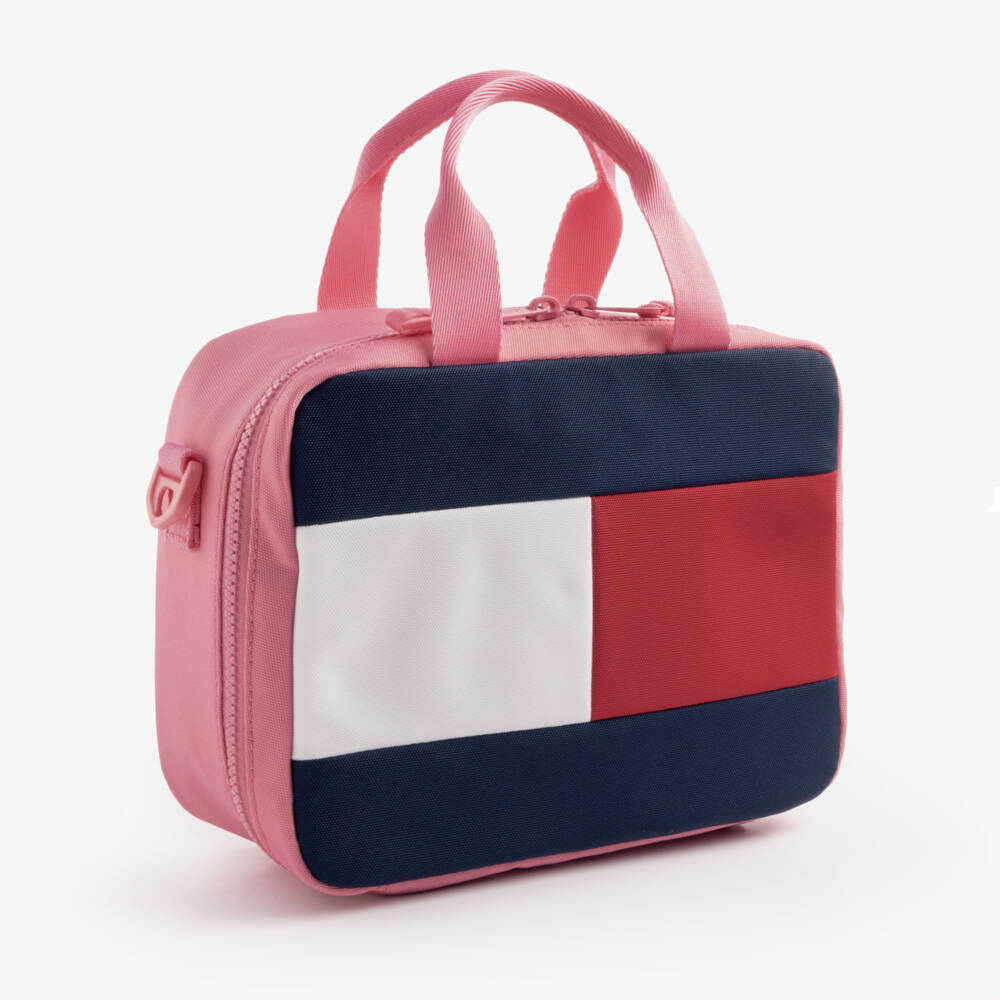 Tommy Hilfiger-Girls Pink Canvas Flag Logo Lunch Bag (23cm) | Childrensalon