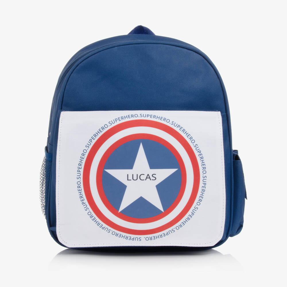 Treat Republic-Blue Personalised Superhero Backpack (31cm) | Childrensalon