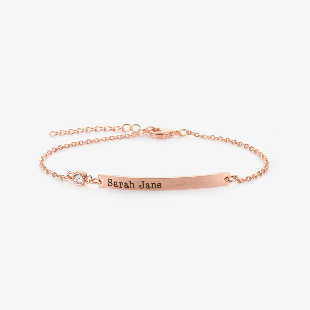 Treat Republic-Personalised Rose Gold Swarovski Bracelet (21cm) | Childrensalon