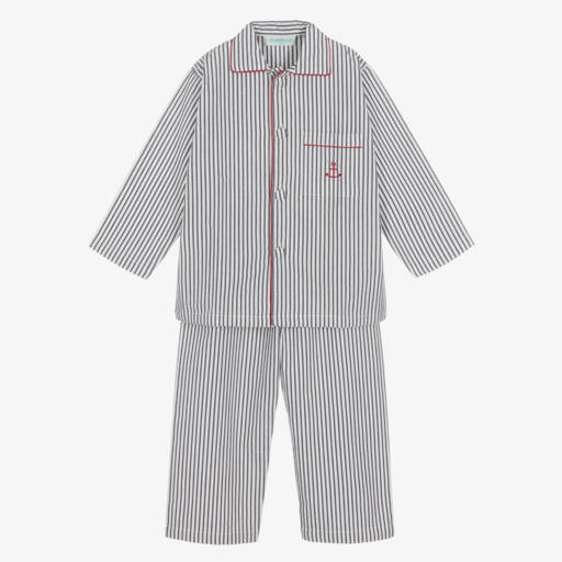 Turquaz-Boys Navy Blue Striped Cotton Pyjamas  | Childrensalon