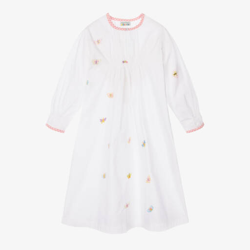 Turquaz-Girls White Cotton Butterfly Nightdress | Childrensalon