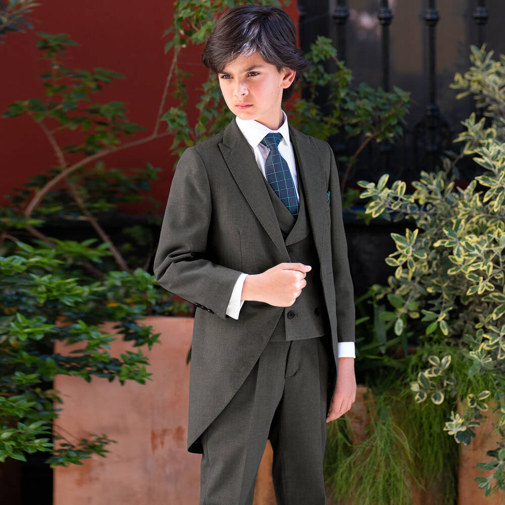 Varones One-Boys Grey Tailcoat Suit | Childrensalon