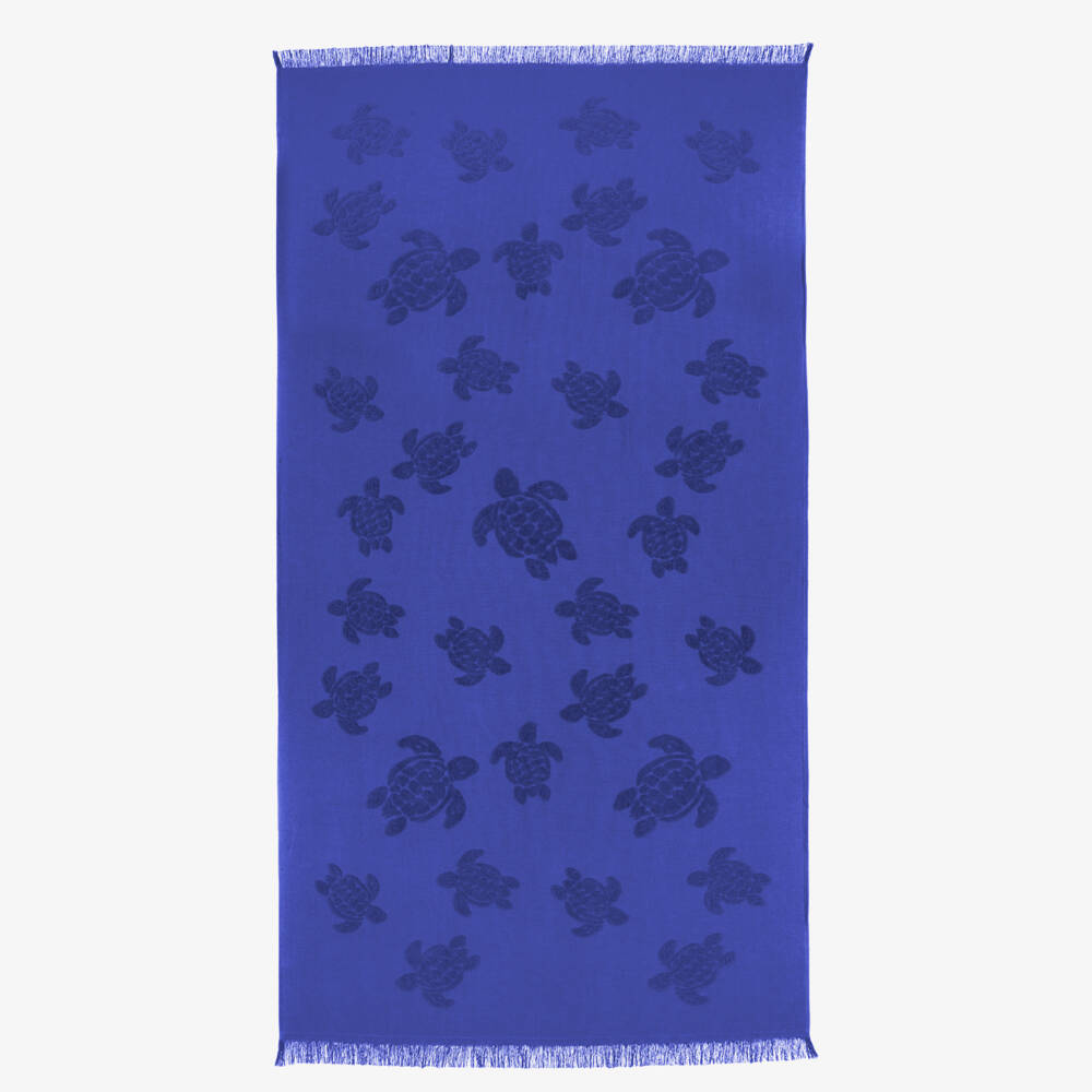 Vilebrequin-Blue Cotton Turtles Beach Towel (180cm) | Childrensalon